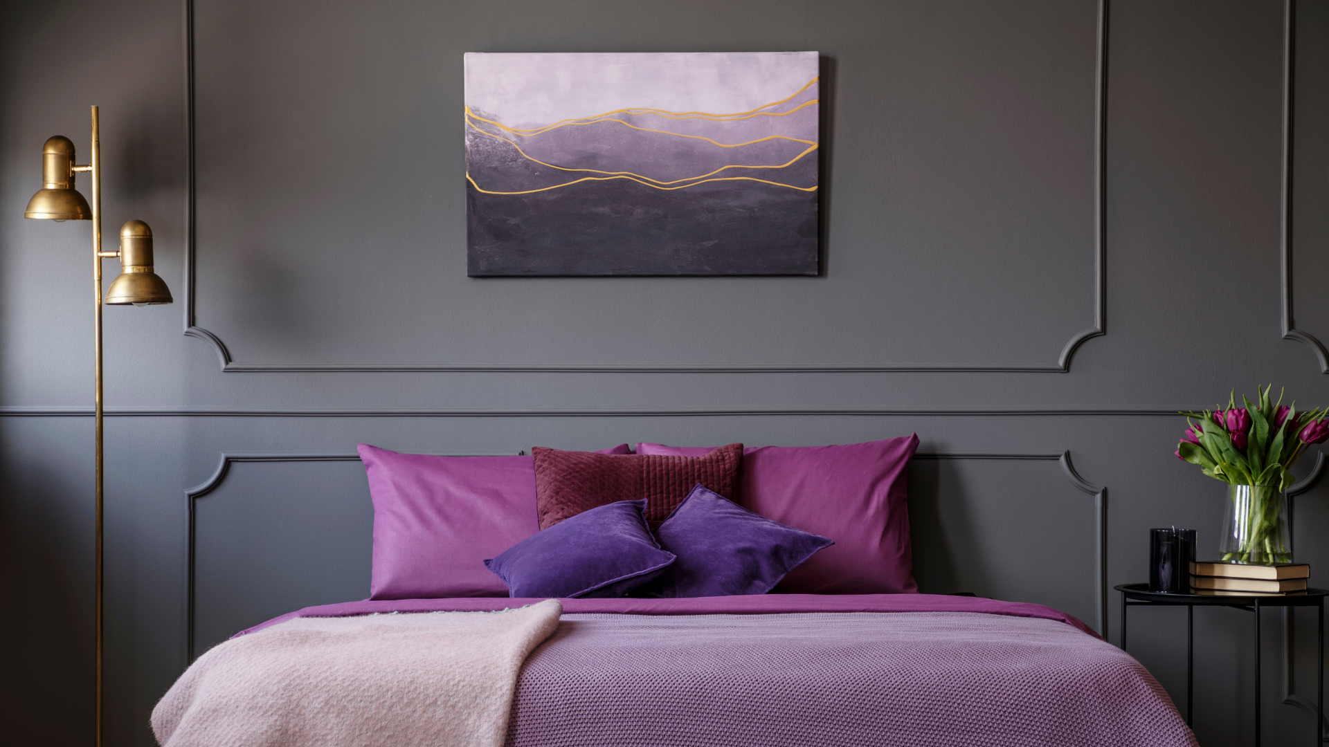 Monochromatic purple bedroom for home color schemes