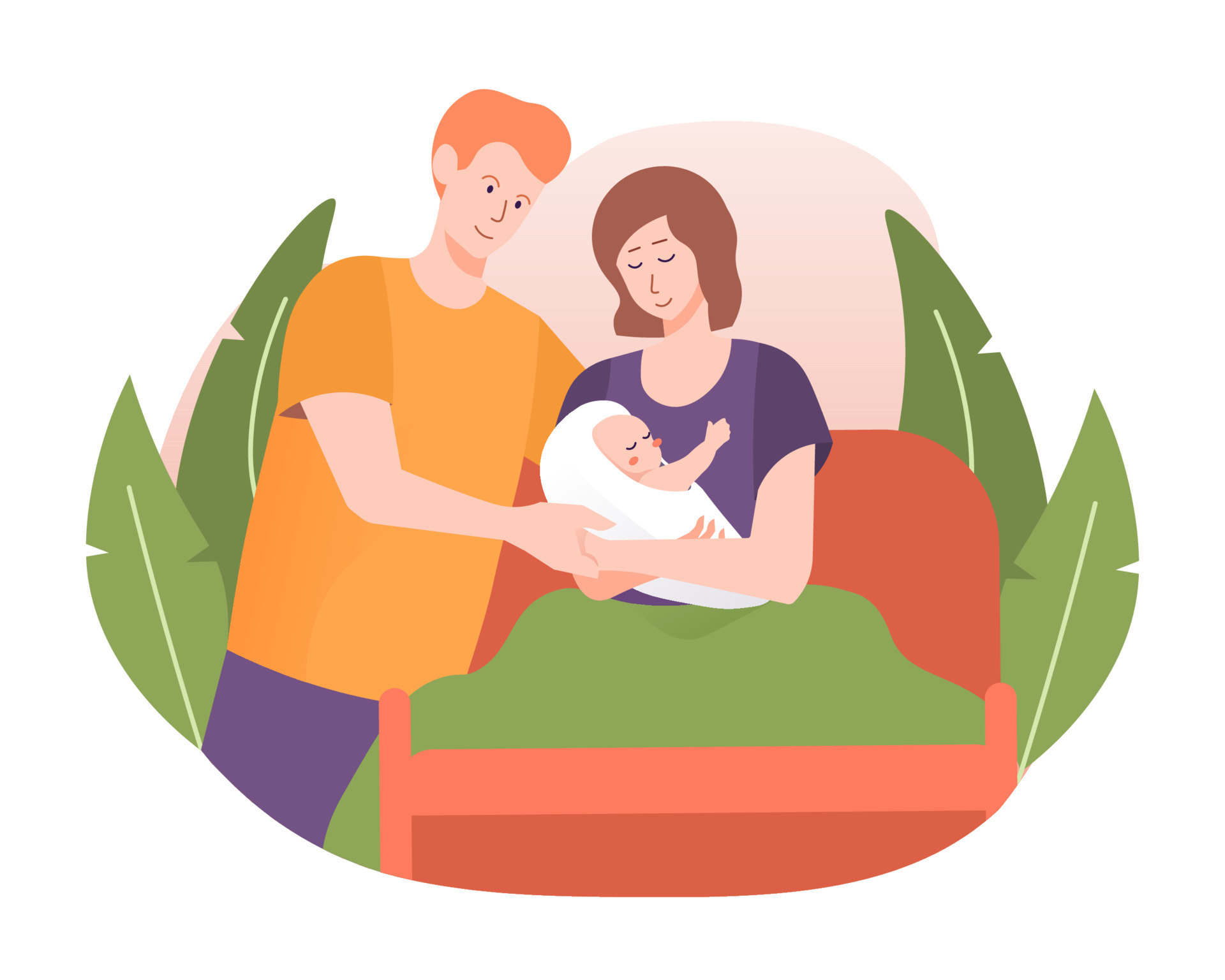 Happy young parents with a newborn baby