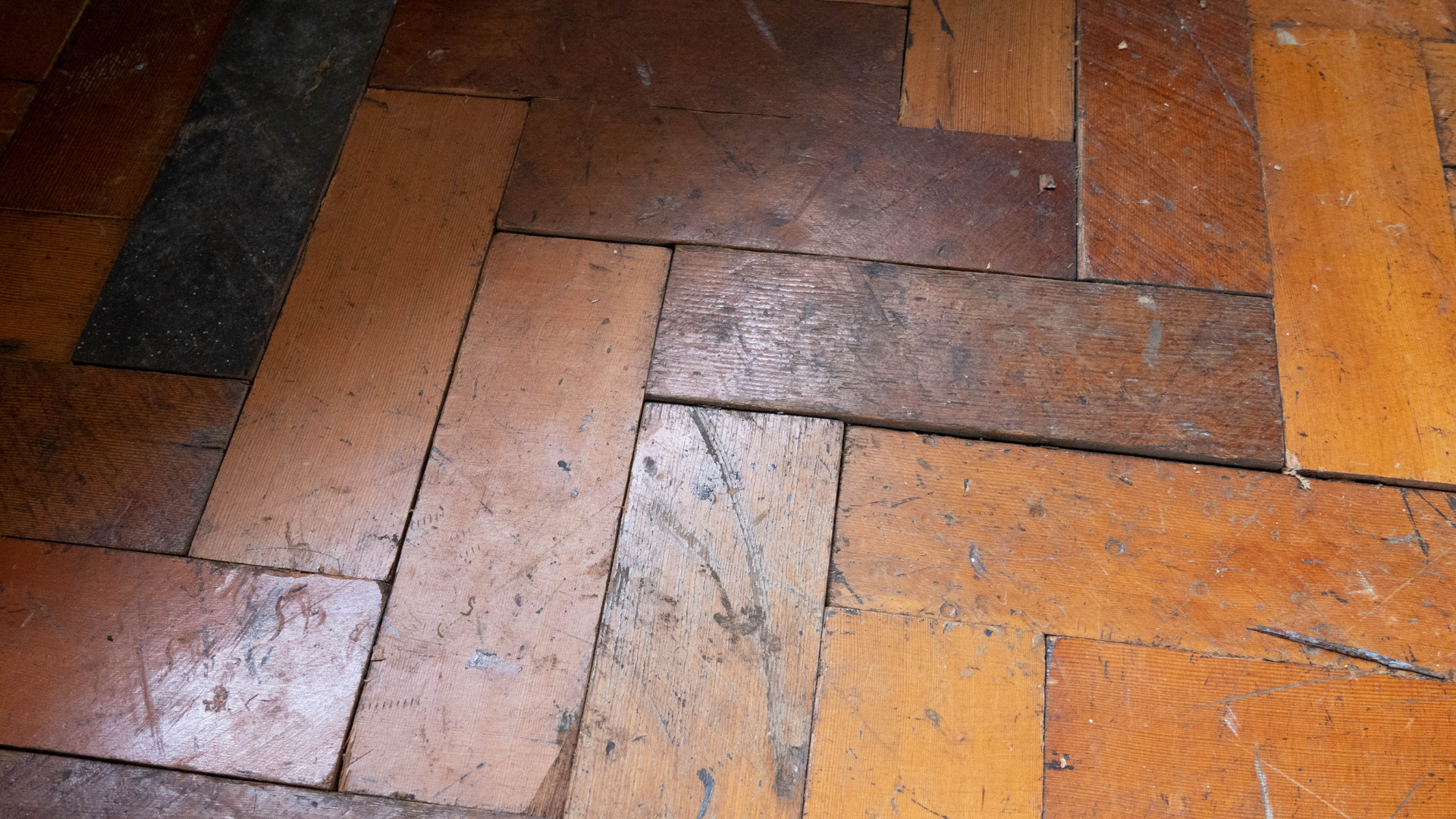 Reclaimed old brown hardwood flooring