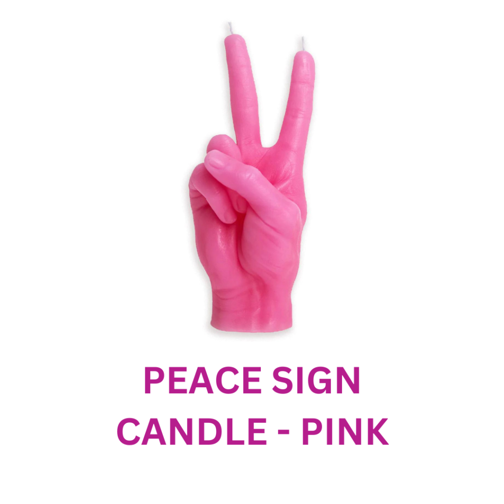 Furbish Studio Pink Peace Sign Candle Maximalist Decor